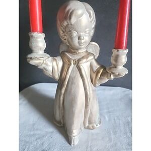 Vintage Ceramic Angel Double Taper Candle Holder 1970s Choir Cherub